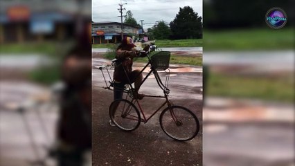 Mechanic Welds Two Bikes Together To Form Vertical Tandem