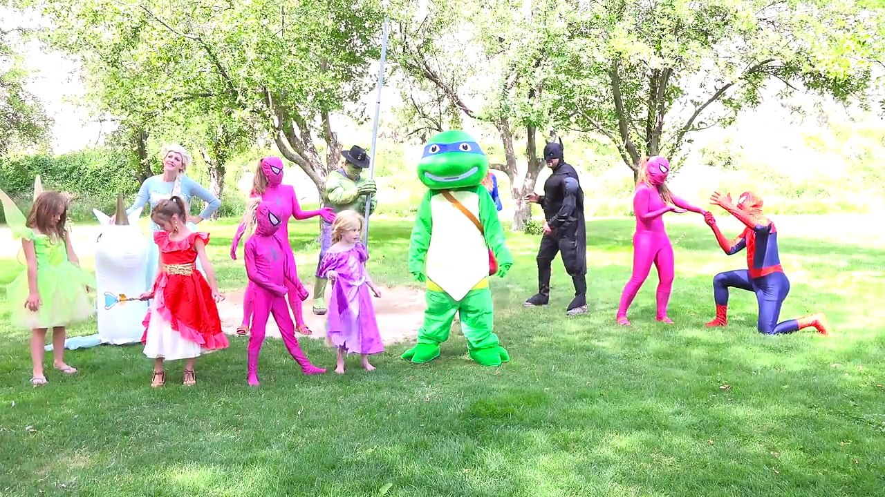 Superhero Compilation! Spiderman vs Batman and all the villains! Trex ultimate battle w princesses-4wr7RYYylMc
