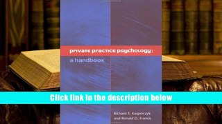 PDF [DOWNLOAD] Private Practice Psychology: A Handbook BOOK ONLINE