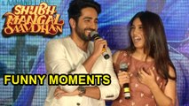 Ayushmann Khurrana And Bhumi Pednekar FUNNY MOMENTS At Shubh Mangal Saavdhan Trailer Launch