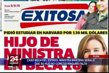Piura: ministra Martens señaló que su hijo no cometió ninguna falta