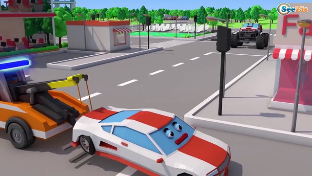 Kids Video Race Car on the road The kids Super Heroes - 3D Animations For Kids Cars & Truck Stories