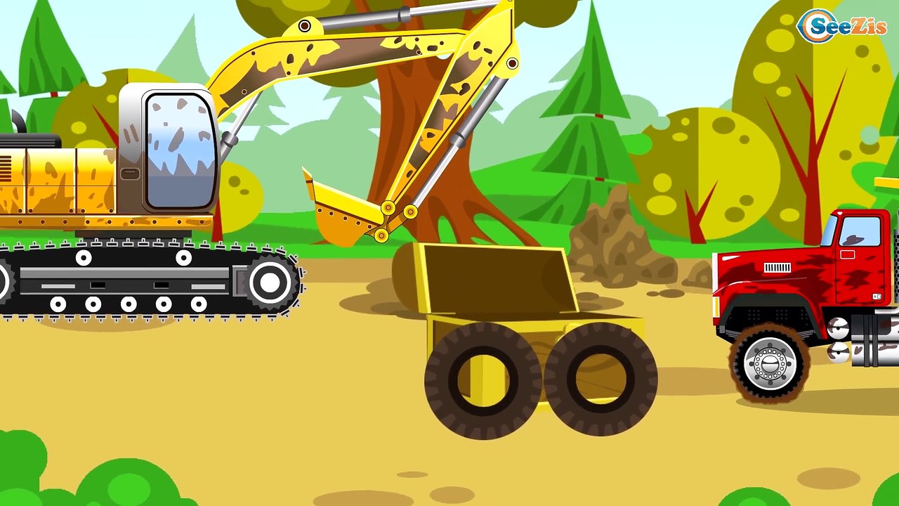 La Pelleteuse Jaune et Grue - Voitures de construction - Vidéo Éducative de Voitures Pour Enfants