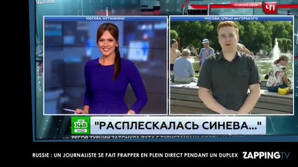Russie : Un journaliste se fait frapper en plein direct par un passant (Vidéo)