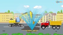 Bulldozer Excavator Crane w Real Diggers Trucks | Giant Vehicles New Kids Cartoon