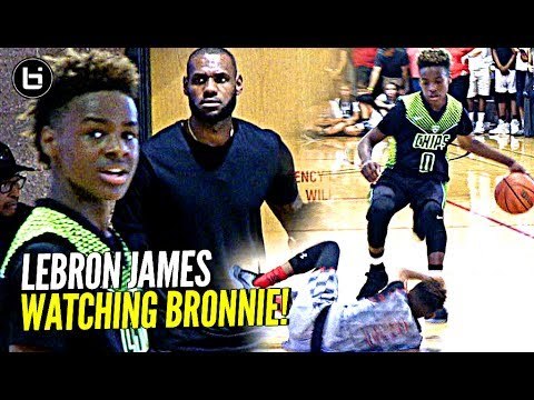 LeBron James watches Son Bronny Play & Gets TOO HYPE! Blue Chips vs Team Billups