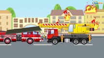 Tow Truck w Fire Truck and Police Car in the City NEW Kids Cartoon with Emergency Cars
