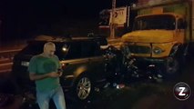 مشهد سيارة ملحم زين بعد الحادث المروع الذي تعرض له