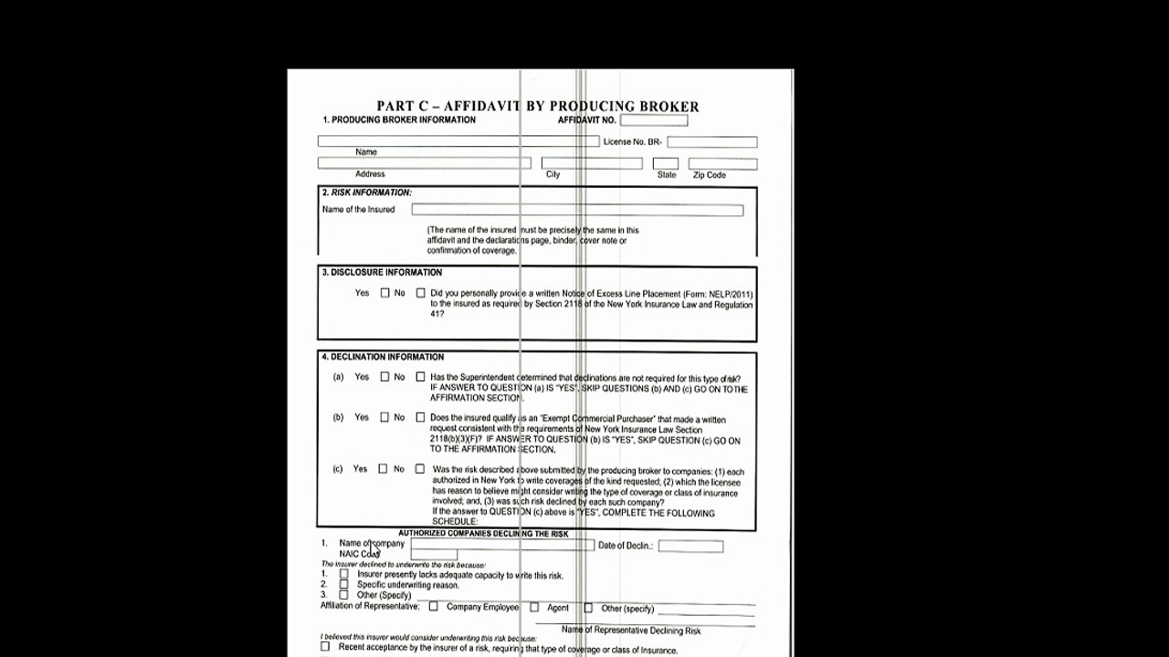Affidavit of producer broker