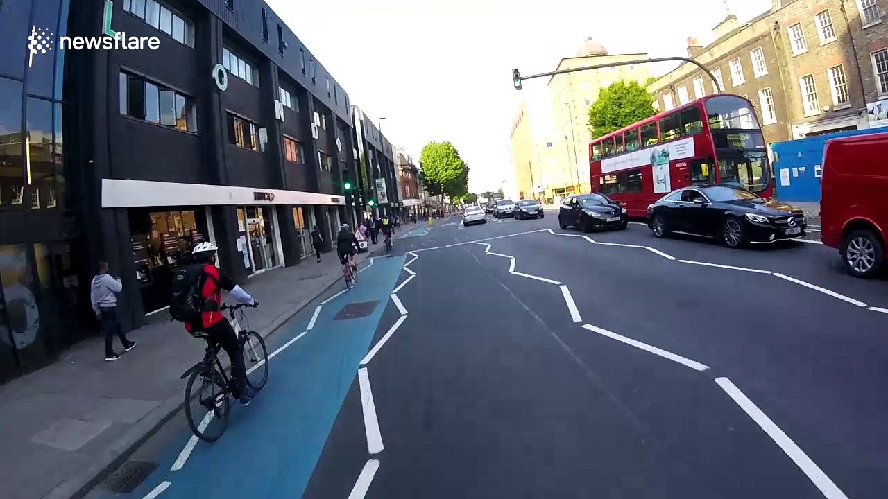 Cyclist rear ends fellow cyclist in London, UK