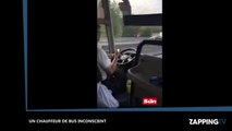 Un chauffeur de bus inconscient conduit sur l'autoroute, les yeux rivés sur son smartphone (vidéo)