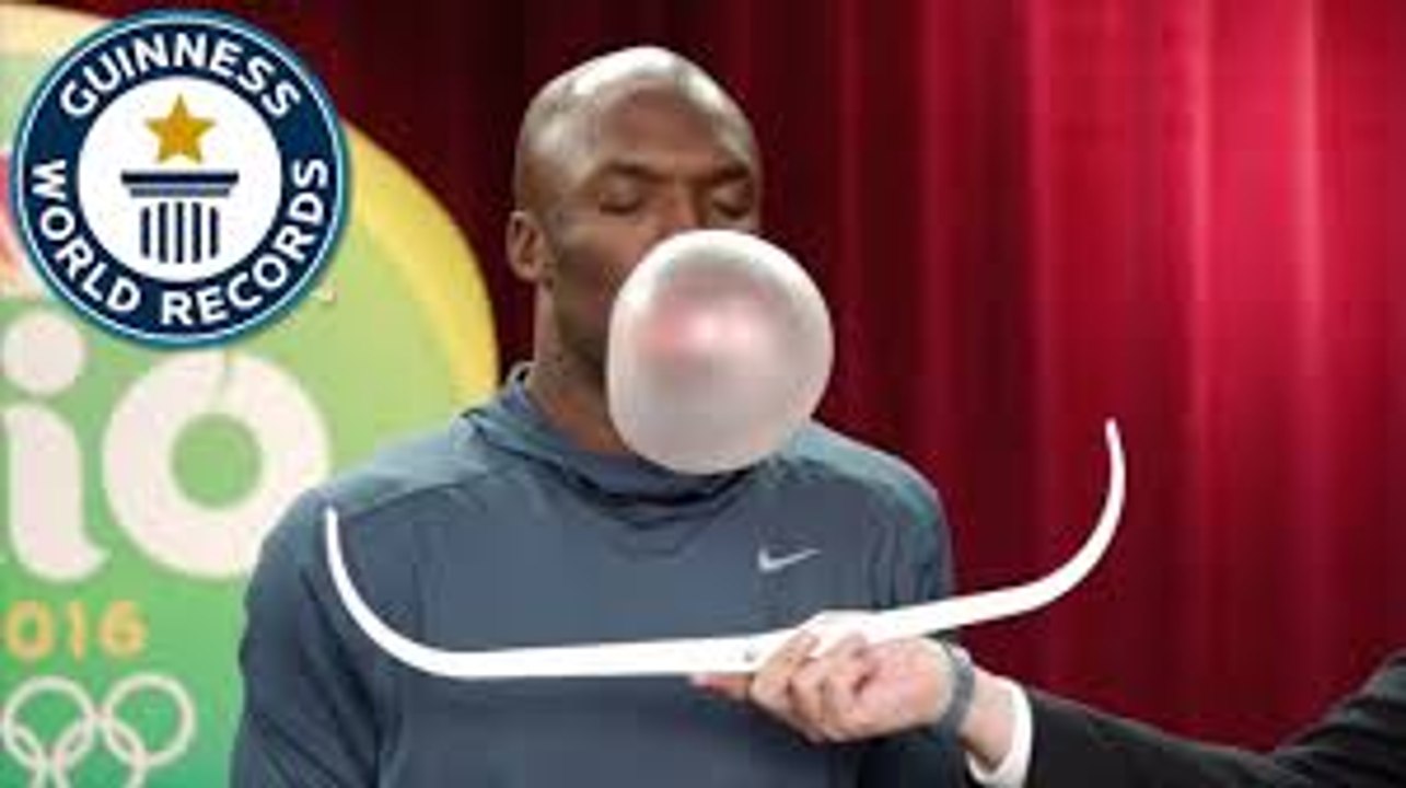 USA Olympians attempt the Largest bubblegum bubble world record video