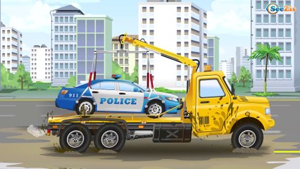The Tow Truck helps Monster Truck on the Road Kids Animation - New Car Cartoons