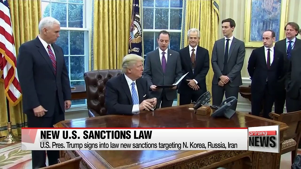 President Trump signs sweeping sanctions measures that target Russia, Iran and N. Korea