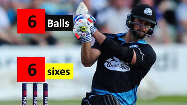 Ross Whiteley 6 Sixes in 6 Balls in NatWest T2