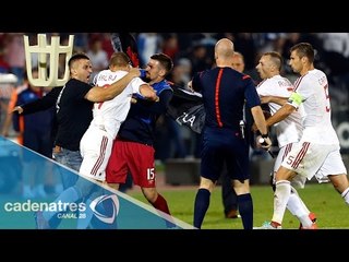 Suspenden el partido Serbia vs Albania por confrontación entre jugadores