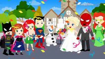 Frozen Elsa & Spiderman Wedding vs Poison Ivy! Superhero, Mermaid Finger Family Song Nurse