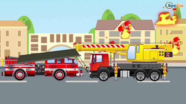 Мультики про машинки. Пожарная - Новая цветная машинка в мультике. Мультфильмы для детей