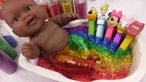 Baby Doll Pez Glitter Slime Bath DIY Learn Colors Slime Kitchen Collection-eRYQDDqvEYg