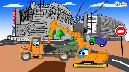 Скачать видео: ✔ Carros Para Niños. Excavadora, Grúa, Camión de basura. Caricaturas de carros. Tiki Taki Carros ✔