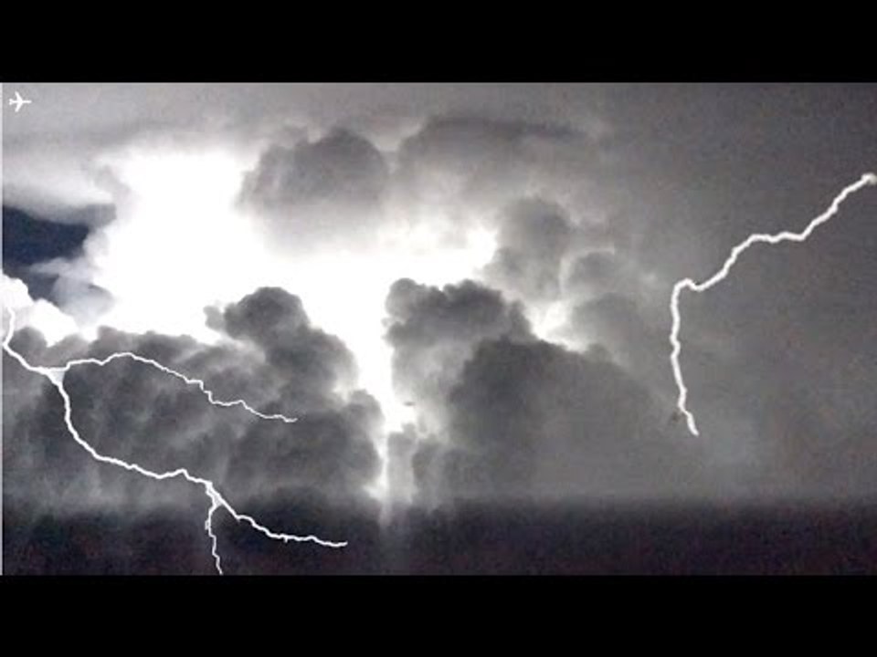 Cockpit View of Lightning Storm at 40,000 Feet
