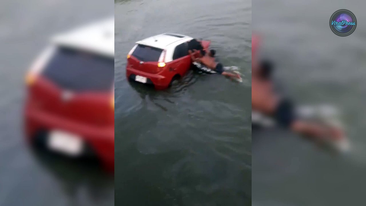 Driver And Passenger Trapped In Sinking Car Rescued