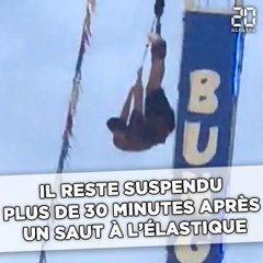 Il reste suspendu pendant 30 minutes après un saut en élastique