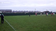 Non league footballer scores directly from corner