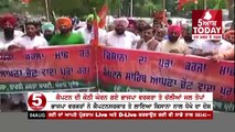 BJP Protest Against Captain-water-cannon-on-bjp-workers