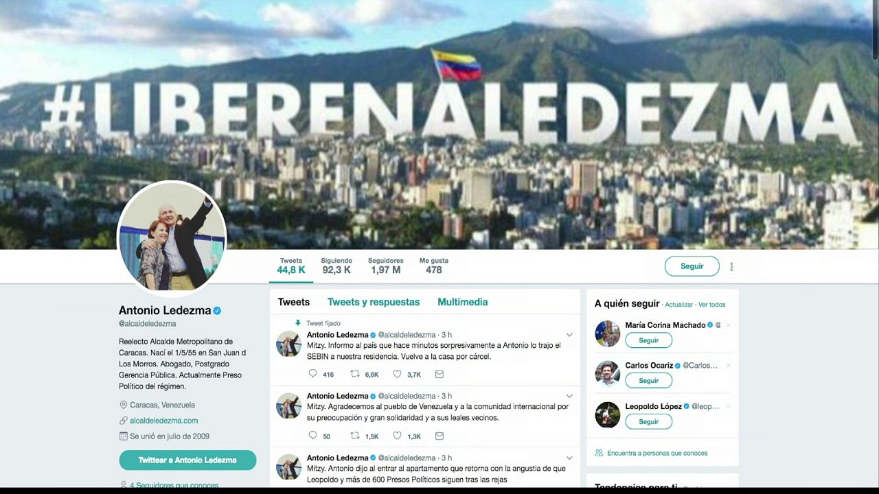 Ledezma volta para prisão domiciliar