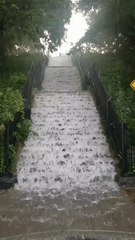 New York City Downpours Create Mini Waterfall in Brooklyn