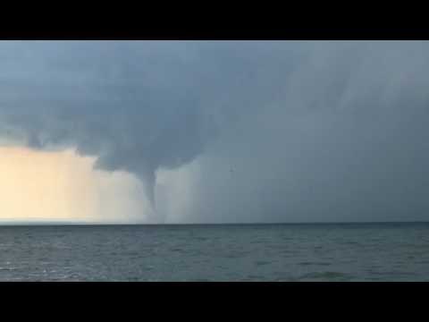 Water Spout Sweeps Across Lake Erie