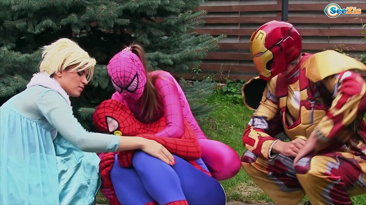 Frozen Elsa Face Disaster! w\ Spiderman, Superheroes & Good Maleficent in Real Life