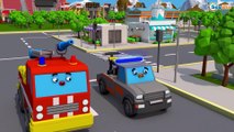 Kids Video Fire Truck & Police Car rescue in the City Super Hero! 3D Animation Cars & Truck Stories