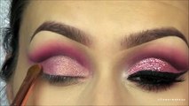 Pink Glitter cut crease makeup tutorial