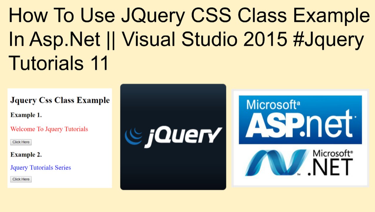 How to use jquery css class example in asp.net || visual studio 2015 #jquery tutorials 11