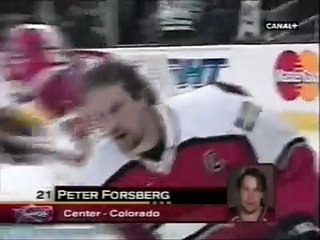 NHL Allstar 2001. Mats Sundin och Peter Forsberg gör mål.