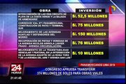 Aprueban transferencia de 374 millones de soles para los juegos de Lima 2019