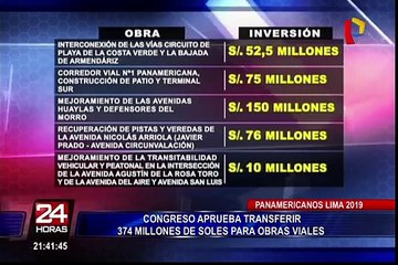 Aprueban transferencia de 374 millones de soles para los juegos de Lima 2019