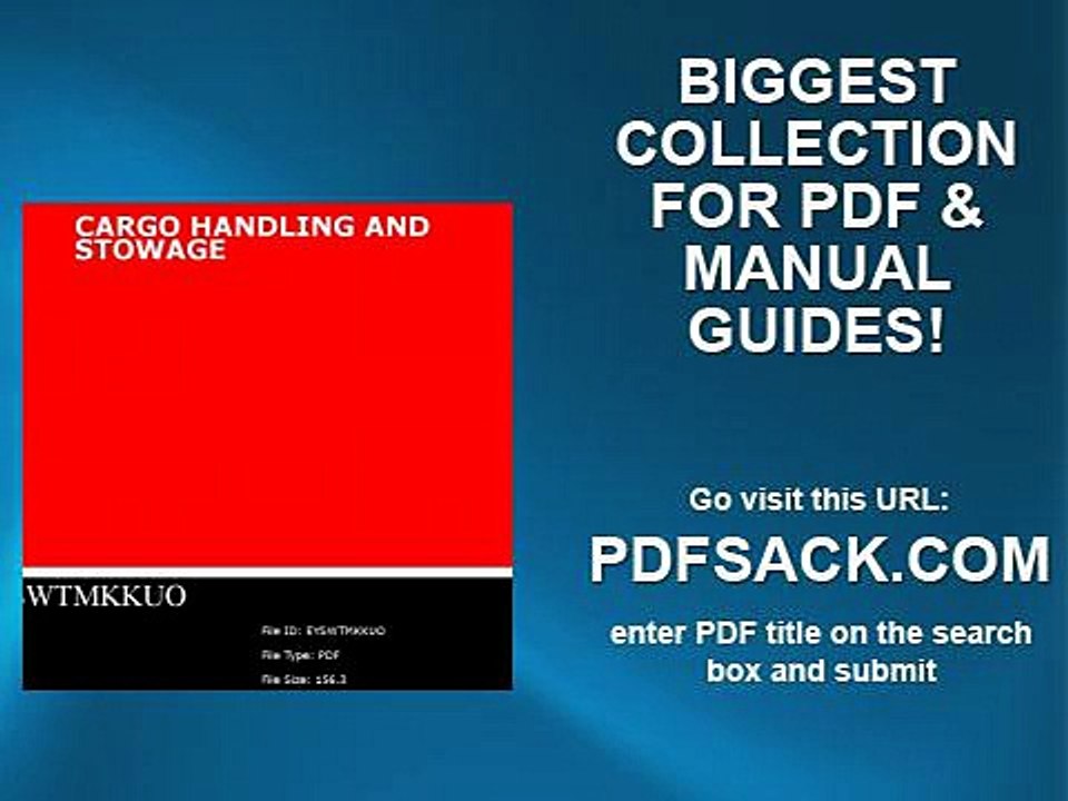 Cargo Handling And Stowage