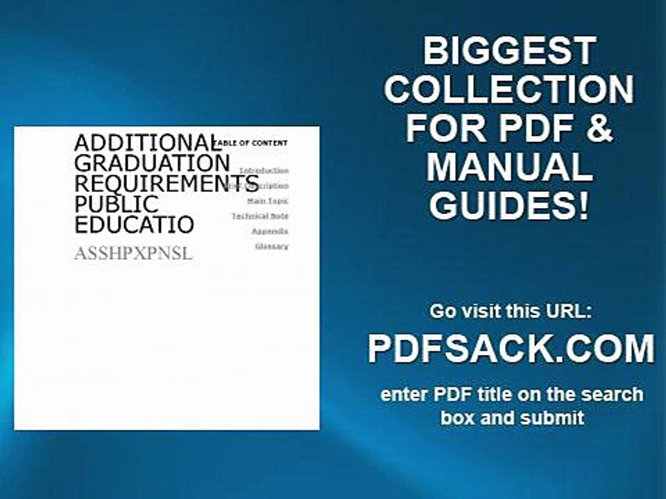 Additional Graduation Requirements Public Educatio
