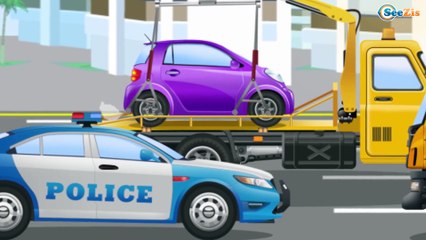 Police Car w Fire Truck and Monster Truck in the City | New Videos for Kids