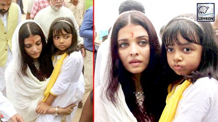 Скачать видео: Aishwarya & Aaradhya Bachchan IMMERSE Late Father's Ashes In Ganga