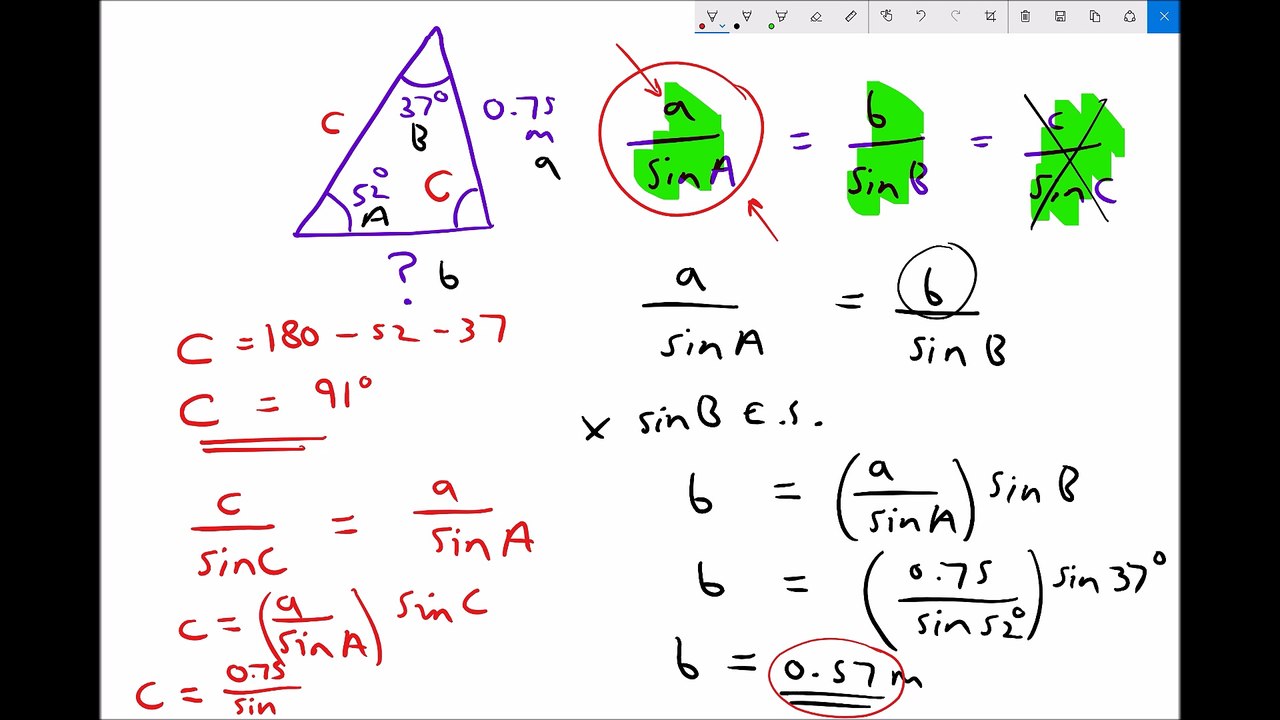 Using the Sine Rule on Non Right Angled Triangles to Find Unknown Lengths and Angles V2