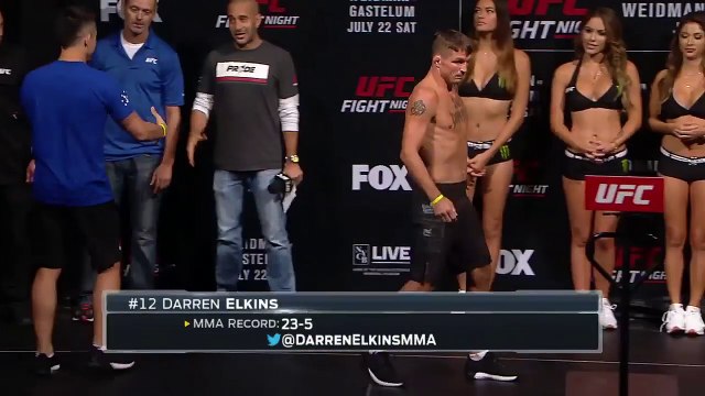 Dennis Bermudez vs. Darren Elkins face off | Weigh-in | UFC Fight Night