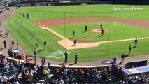 VIDEO: Magglio Ordonez throws out the first pitch before #Tigers take on #Royals