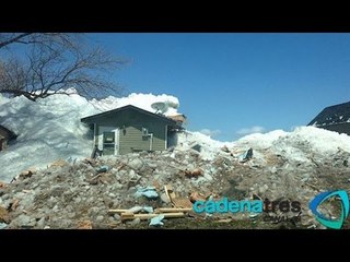 Increíble tsunami de hielo azota a una comunidad canadiense en plena primavera