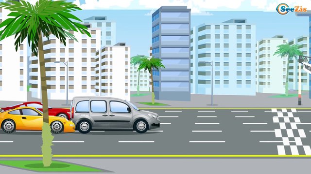 COLOR Racing Cars and Police Car in Cars Cartoon for kids and 2D Animation for babies!