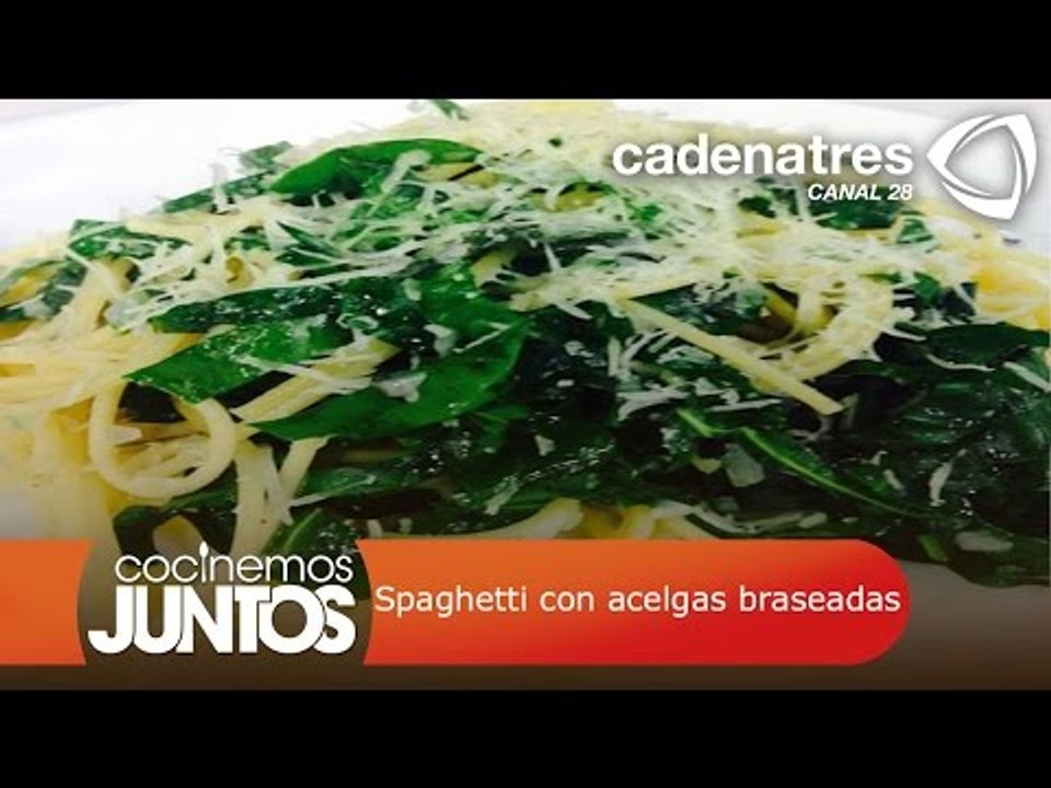 Spaghetti con acelgas braseadas