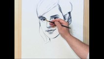 Dibujo retrato velocidad Emma Watson dibujo pincel seco retrato